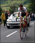 Sevilla during the mountain time trial in 2001