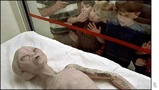 A model of the alien said to have landed in Roswell, New Mexico, in 1947