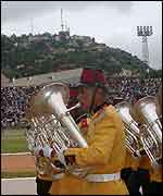 Army band playing at the independence celebrations