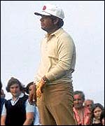 Lee Trevino drops his club as his celebrations begin in 1972