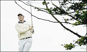 Nick Doherty hits towards the sixteenth hole