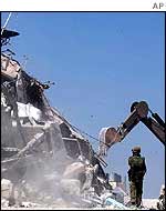 Rubble of Palestinian HQ in Hebron