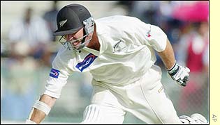 Mark Richardson narrowly avoids being run out 