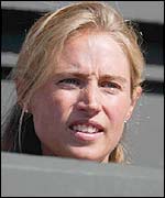 Lucy Henman watches her husband at Wimbledon