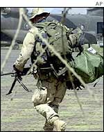 US soldier boards helicopter for operations in eastern Afghanistan