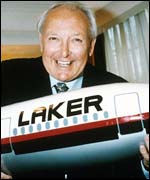 Freddie Laker with a model jet