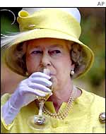Queen Elisabeth II drinking Australian wine