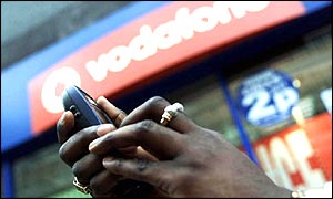Vodafone shop and mobile phone