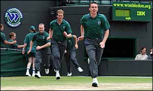 The rain was falling for a few minutes before Mills gave the signal