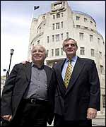 BBC Director General Greg Dyke (left) and Crown Castle's Peter Abery (right) 