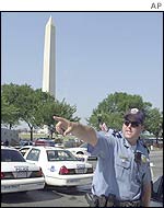 Police redirect traffic near the Washington Monument