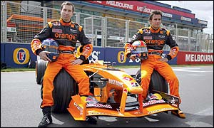Arrows drivers Enrique Bernoldi of Brazil and Heinz-Harald Frentzen of Germany 
