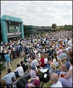 Fans without tickets for Wimbledon flock to 'Henman Hill' to watch their hero