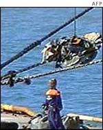 Wreckage being removed from the Black Sea in October 2001