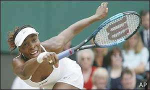 Venus loses her grip on the game and Serena serves for the match