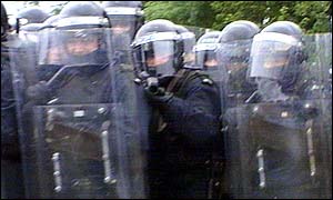 Police were armed with plastic bullets