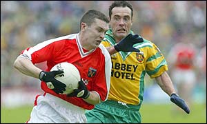 Armagh's Oisin McConville on the attack against Donegal in the Ulster Football final