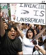 Michael Jackson fans demonstrating 