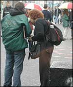 Street recruiters in action