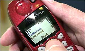 Mobile phone with text message received
