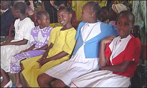 Young wedding guests in church