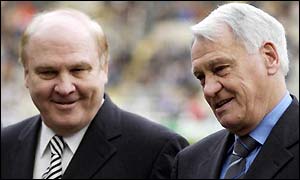 Newcastle chairman Freddy Shepherd and coach Bobby Robson