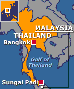Map of Thailand showing Bangkok and Sungai Padi
