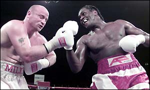 Audley Harrison gets through Dominic Negus's defence with a right.