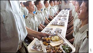 Chinese soldiers of the Peoples Liberation Army�s 196 Brigade camp 