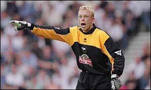 Mart Poom in action for Derby