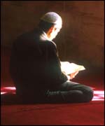 Muslim praying in a mosque