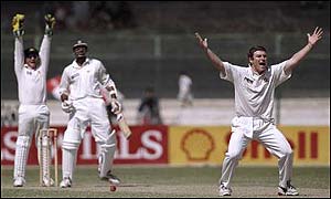 Leg-spinner Stuart MacGill takes a wicket