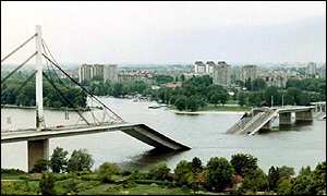 Bridge destroyed by Nato bombs in Novi Sad