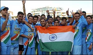 A joyful India pose for the cameras