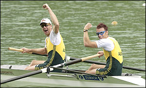 Drew Ginn and James Tomkins of Australia power to victory