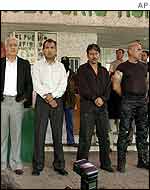 Hostages on display for the press