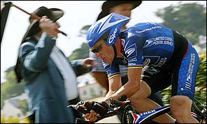 Armstrong lost a long distance time trail for the first time in four years 