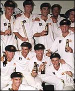 Australia celebrate a record 11th consecutive Test win