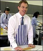 Prime Minister Tony Blair goes back to school 