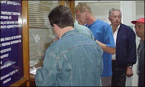 Would-be taxpayers at a Belgrade tax office