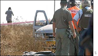 Security personnel at the scene of the attack