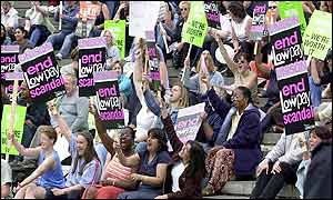 UNISON and GMB staff stage a rally in Birmingham