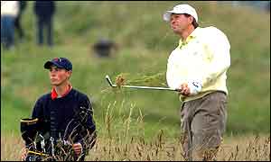 Retief Goosen his a shot from the deep rough