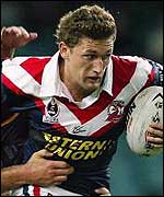 Brett Mullins in action for Sydney Roosters