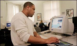Man using the internet