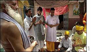 A Hindu prayer ceremony being held to bring rain