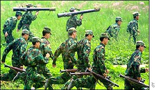 Chinese troops in training exercise