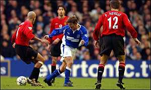 Jesper Blomqvist in action for Everton
