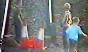 The three children build their barricade