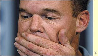 The emotion shows on Al Unser as he announces his problem at a news conference
